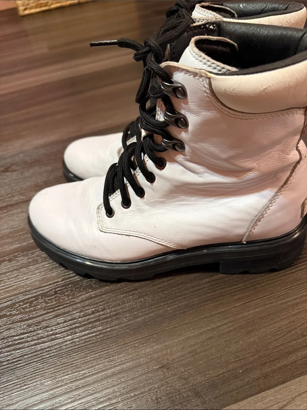 Sorel Lennox Lace Waterproof White Leather Combat Boots